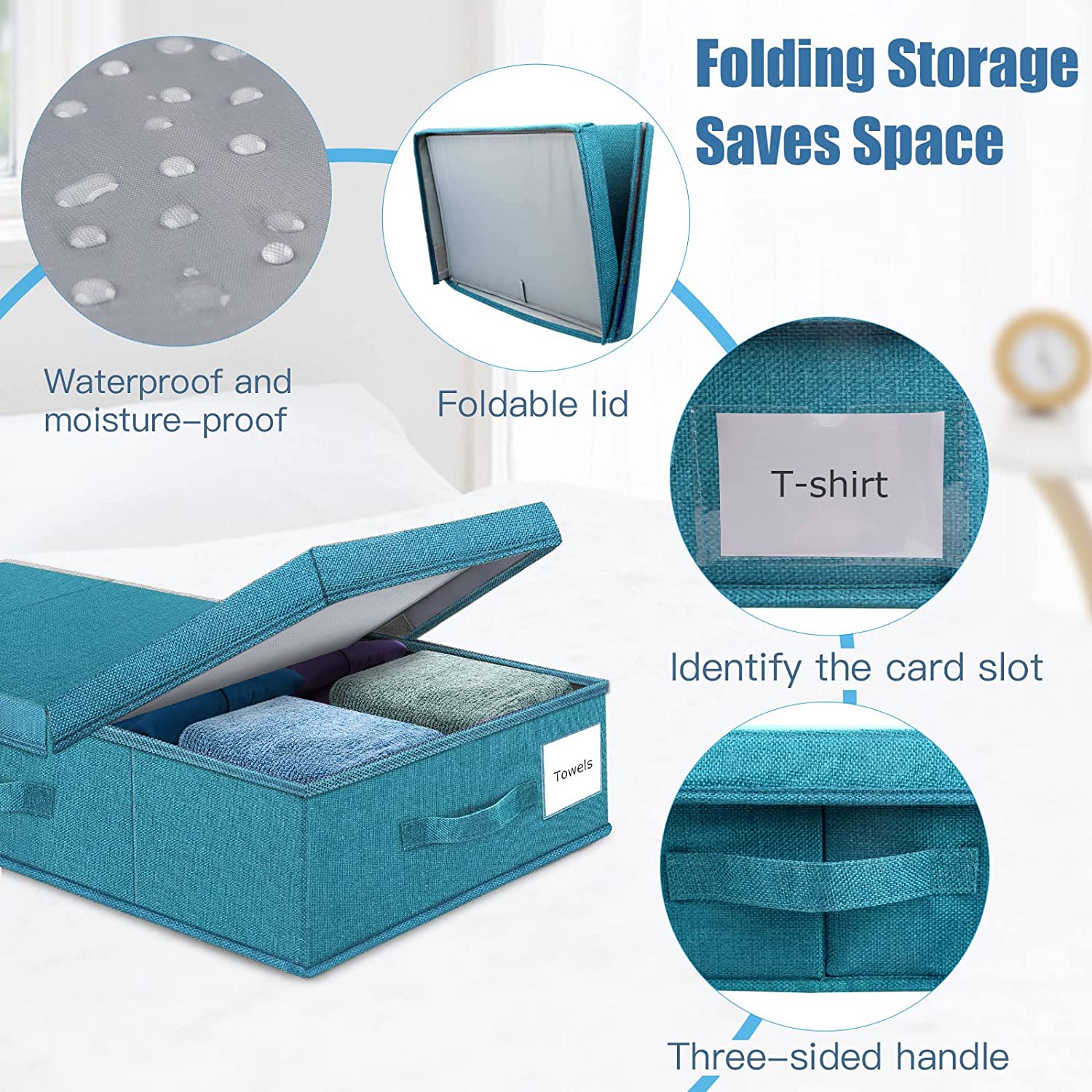 dxynlzq HCOCM   Underbed Storage Containers Bin with Lids (2pcs) Large Under Bed Storage Organizer Box with Handle  Foldable Under the Storage Bags for Organizing Clothes  Shoes  Blankets