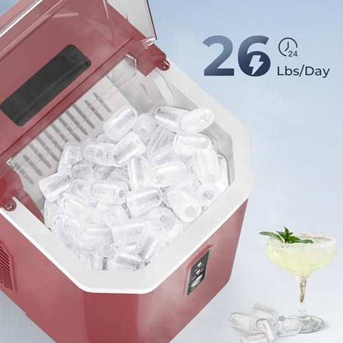 EUHOMY Crescent Ice Makers Countertop, 35Lbs/24H, 16Pcs in 12Mins, Auto Deep Cleaning, Timer, Portable Crescent Ice Maker Countertop with Crystal-Clear Ice Cubes for Home/Office/Party