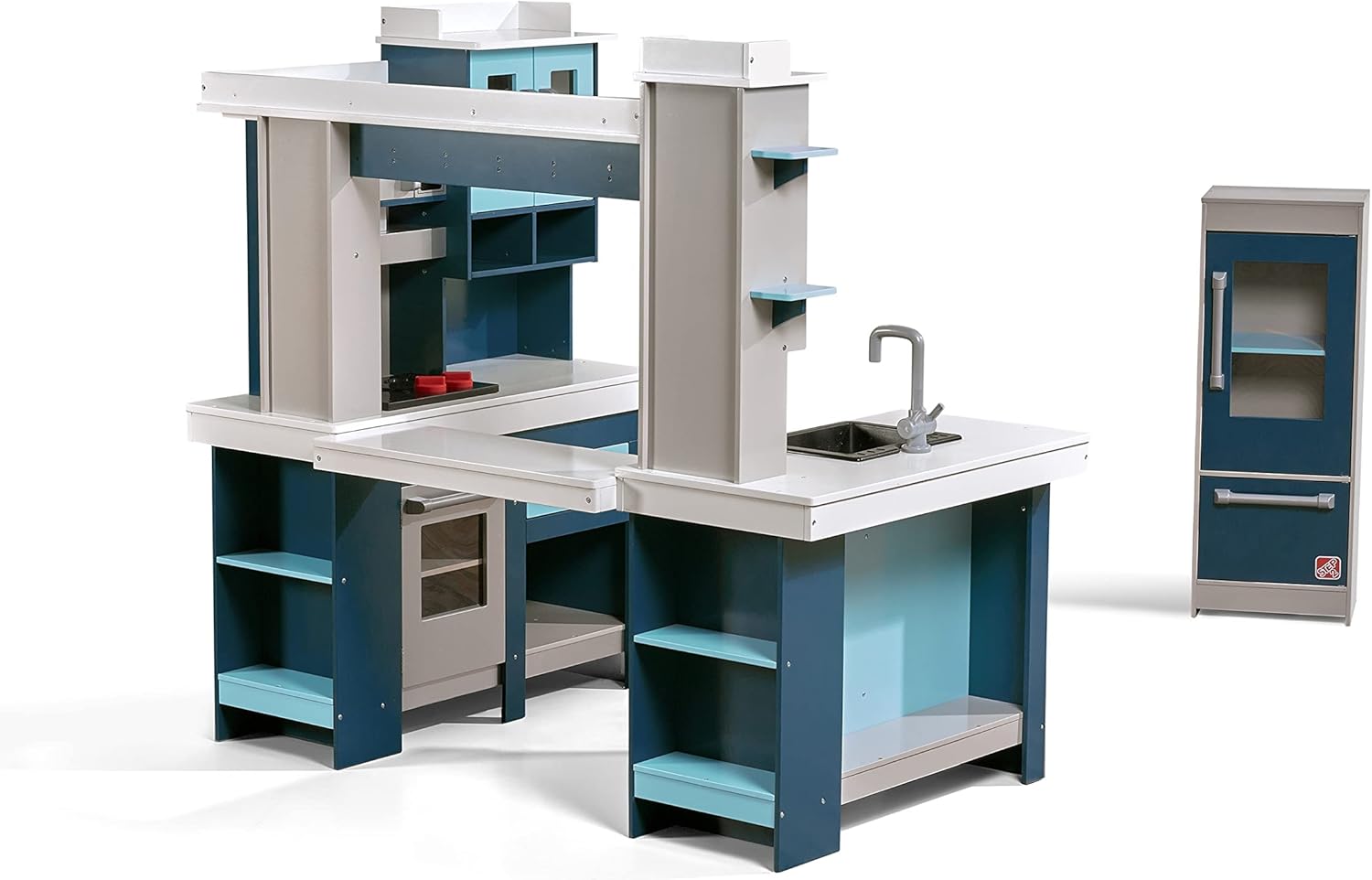 Step2 Grand Walk-In Wooden Kitchen Set for Kids, Indoor/Outdoor Pretend Play Kitchen, Ages 3+ Years Old, 15 Piece Toy Accessory Set, Easy Assembly