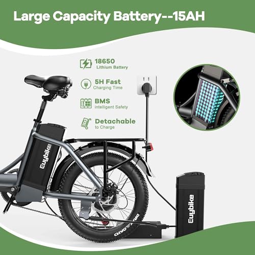 1000W Foldable Electric Bike,48V 15Ah/20AH Removable Battery Electric Bikes for Adults,7 Speed，20" Fat Tire,34Mph Max Speed,65/85Miles, Electric Mountain Beach Snow E-Bike，Folding Electric Ebike