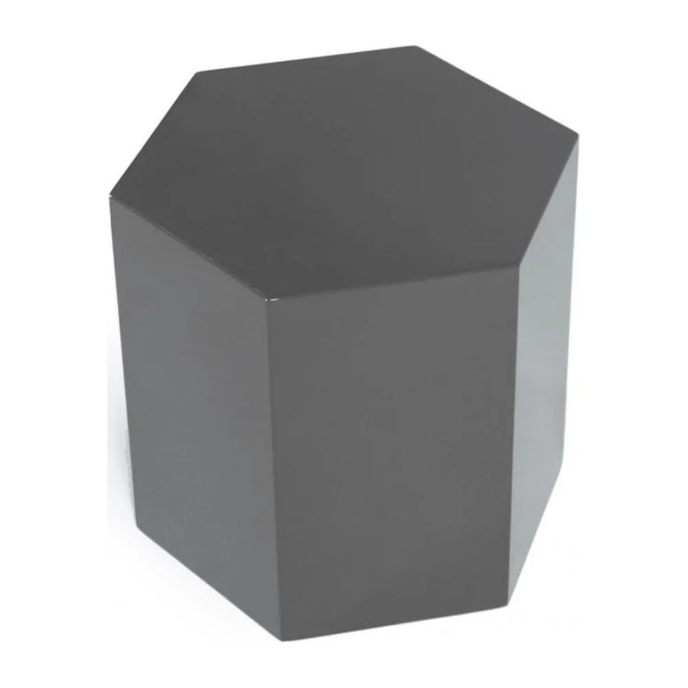 HomeRoots 473145 Modern High Gloss Hexagonal End Table, Light Grey