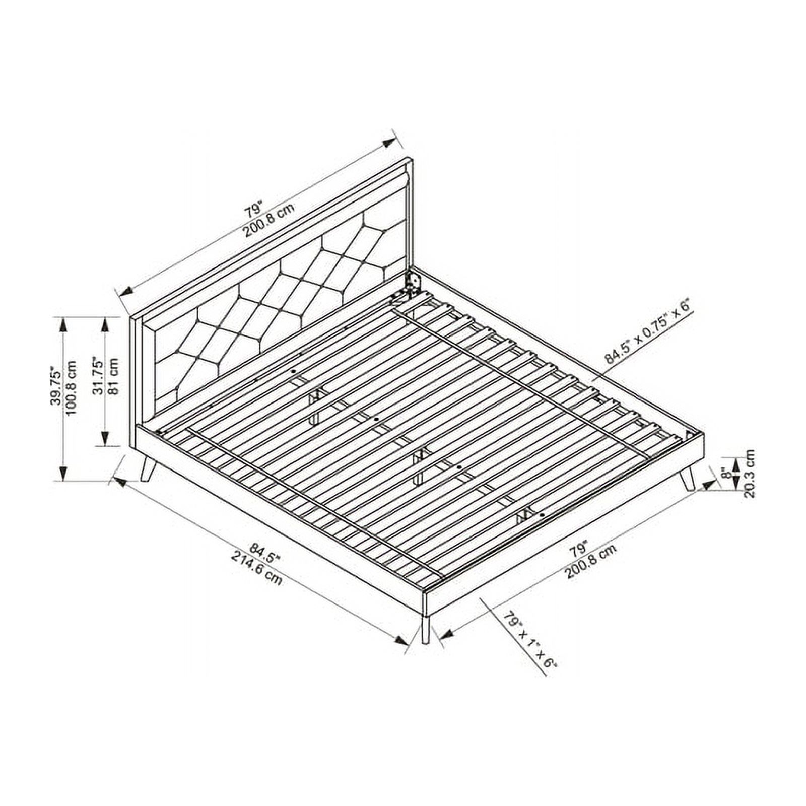 Allora Mid-Century Wood/Polyester King Platform Bed in Medium Brown