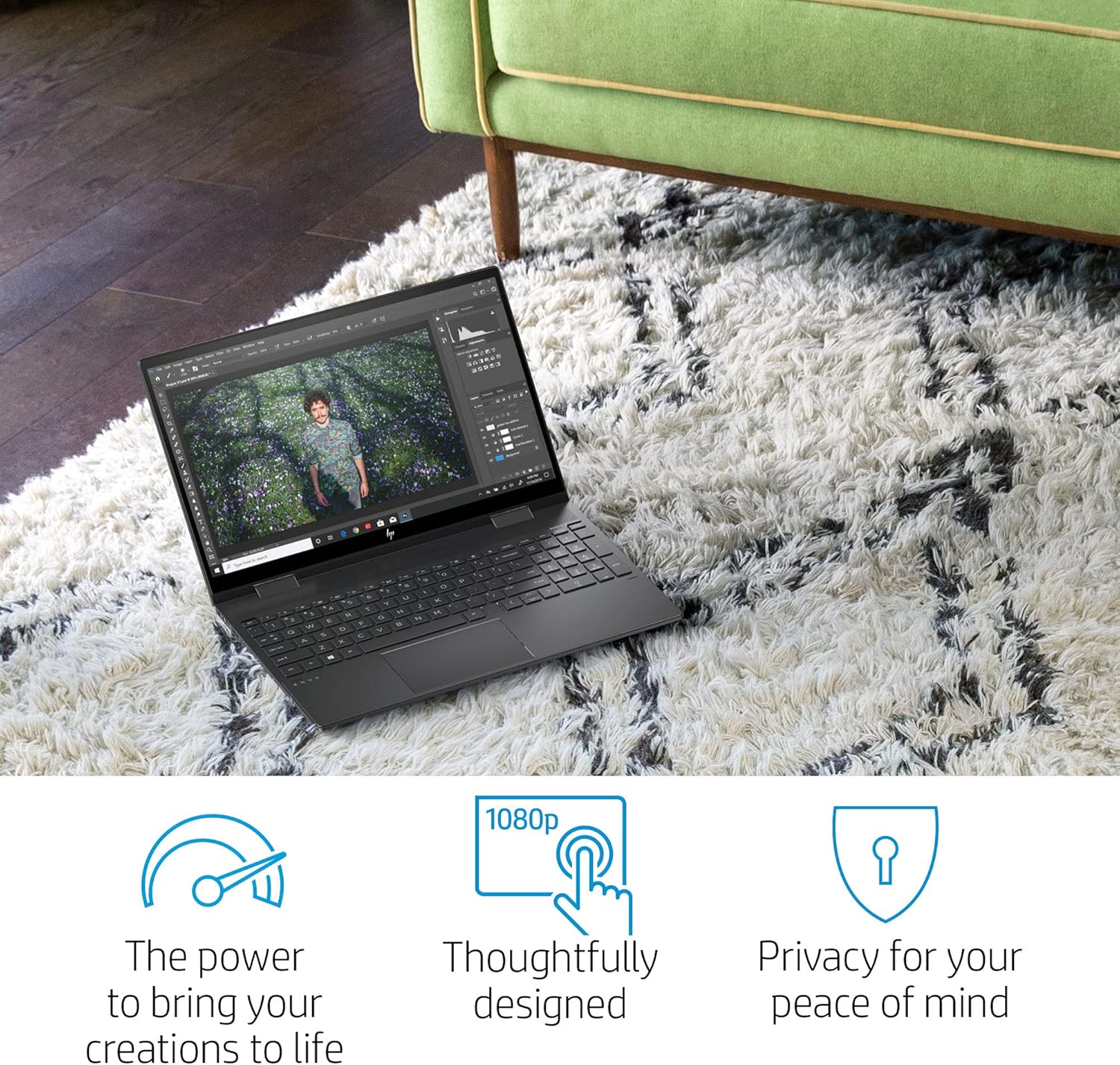HP Envy x360 15.6 Touchscreen 2-in-1 FHD IPS Laptop, AMD Ryzen 7 5700U, Webcam, Backlit KB, Fingerprint, HDMI, AMD Radeon Graphics, Windows 10, 12GB RAM, 512GB PCIe SSD, with 32GB SD Card