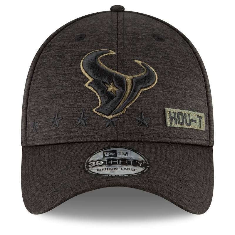 Houston Texans New Era 2020 Salute to Service 39THIRTY Flex Hat - Heather Black