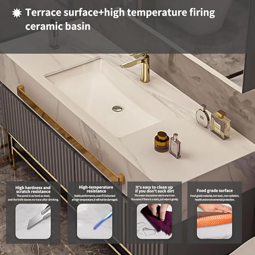 Bathroom Vanity - Bathroom Vanity with Sink Modern Freestanding Bathroom Vanity Set with Smart LED Makeup Heated Defogger Mirror Large Storage Capacity(44")