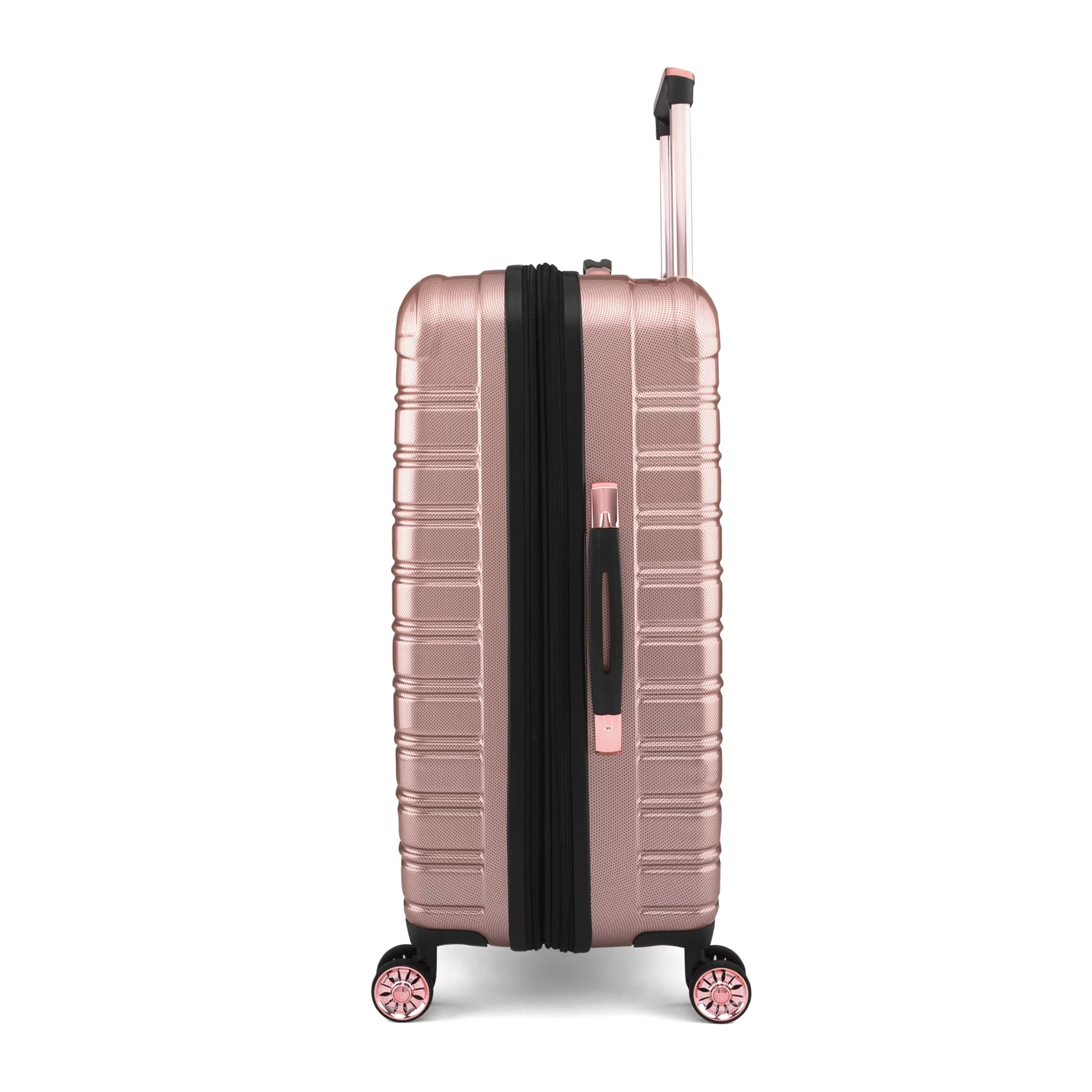 iFLY Hardside Luggage Fibertech 3 Piece Set, 20" Carry-on Luggage, 24" Checked Luggage and 28" Checked Luggage, Rose Gold
