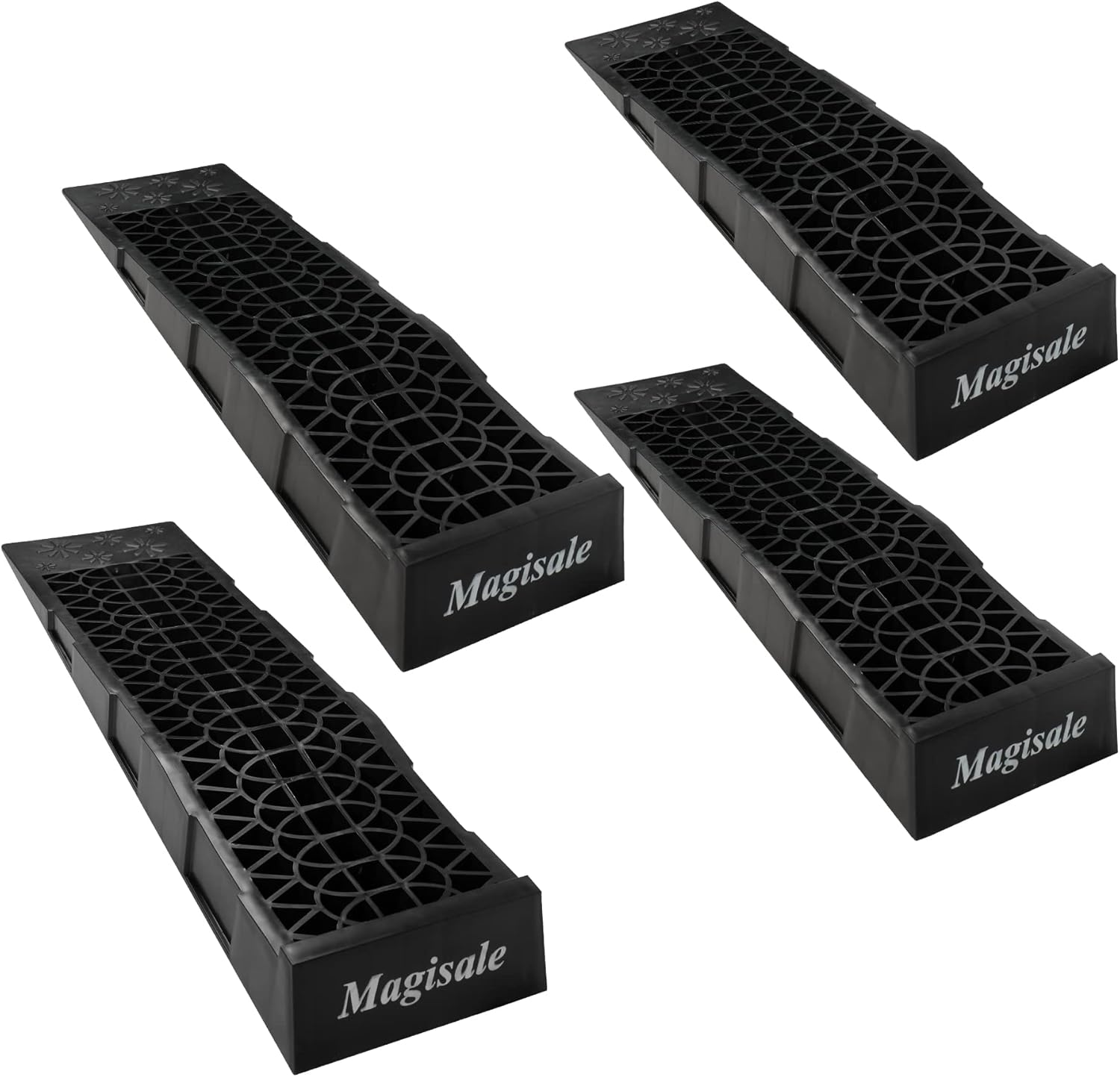 Magisale Low Profile Plastic Car Service Ramps 6 Ton Heavy Duty Truck Vehicle Ramps for Oil Changes& Maintenance- 4 Pack Pack of 2