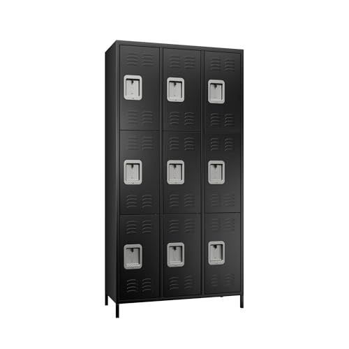 METAN Metal Storage Locker for School Office Gym Bedroom, 12 Doors Locker Cabinet for Employees, Industrial Steel Storage Locker with 12 Hooks, Assembly Required (12 Door-Light Gray)