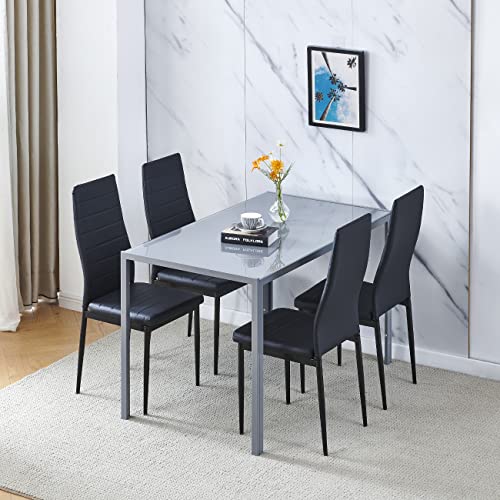 2-Tier Glass Dining Table for 4-6, Modern Rectangular Kitchen Table with Storage Shelf and Chrome Legs, 47.2¡± Rectangle Dining Room Table Dinette Table for Home Restaurant, Clear