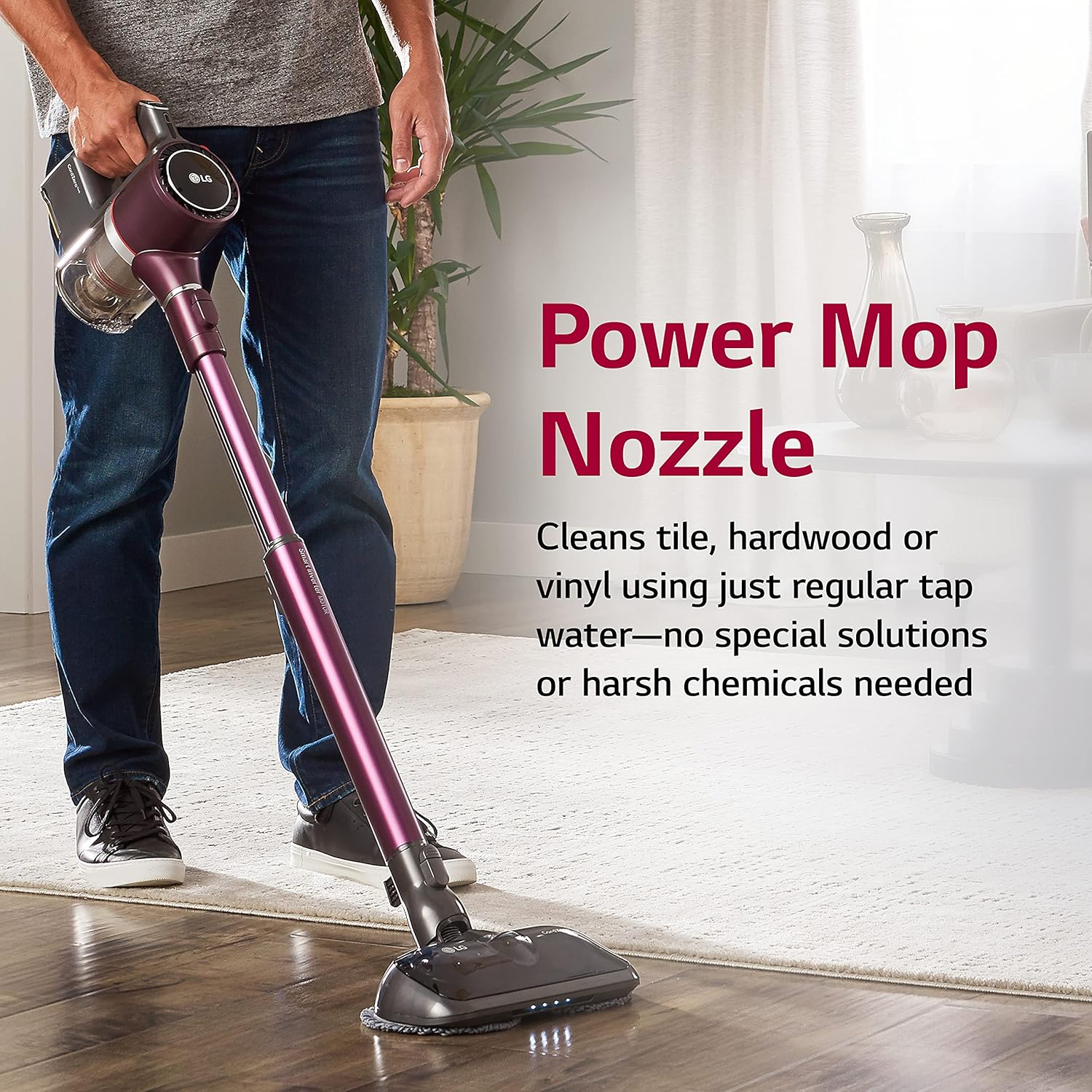LG CordZero Cordless Stick Vacuum Cleaner, Hard Floor, Carpet, Wet Mop, Car, Powerful Suction, High-Capacity Dust Bin, Extra Battery, Up to 120 Min, Lightweight, A929KVM
