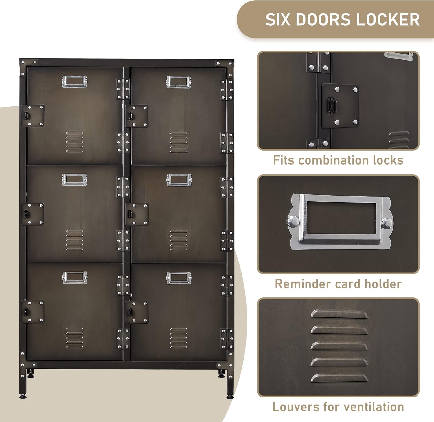 Metal Storage Cabinet, Storage Locker Employees Locker with 4 Doors, 55 Height Steel Cabinet with Lockable Doors, Storage Cabinet with Adjustable Feet for Home Office Gym.