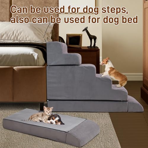 30-36 inches High Foam Dog Stairs & Steps for High Beds Tall, LitaiL 30inch 6 Tier Pet Stairs/Steps for High Beds Large Dogs, Non-Slip Dog Ramps for Small Dogs, for Older Dogs/Cats Injured