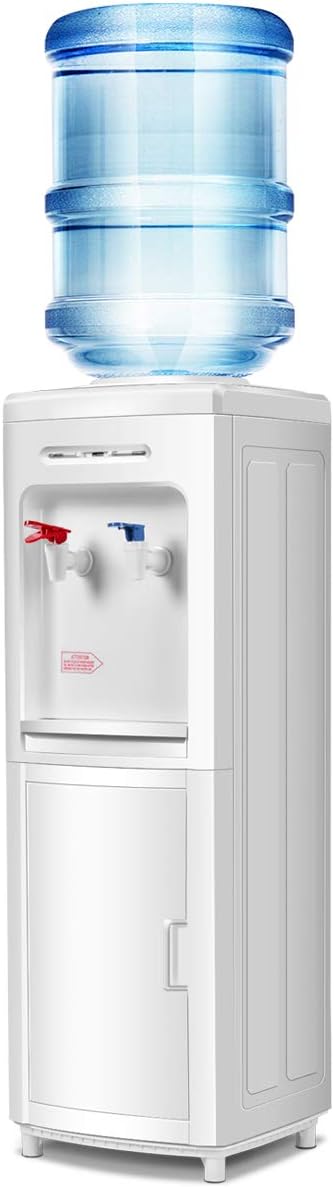 Casart Top Loading Water Cooler Dispenser 5 Gallon with Storage Cabinet,Normal Temperature and Hot Water Bottle Load Electric for Home Office,Living Room Electric Water Dispenser
