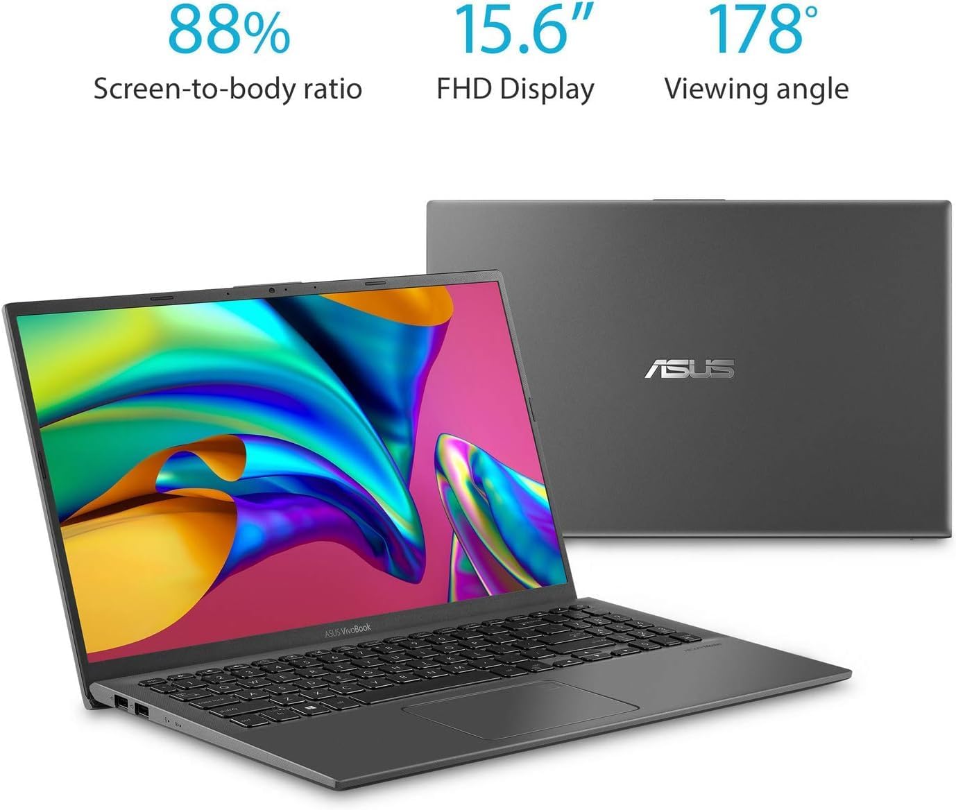ASUS VivoBook 15 15.6 Inch Portable Laptop Computer, FHD AMD Ryzen 3 3200U, 8GB DDR4 RAM, 256GB SSD, AMD Radeon Vega 3, Windows 10 Home, Laptops for Student, WiFi, Bluetooth, Backlit, Grey (Renewed)