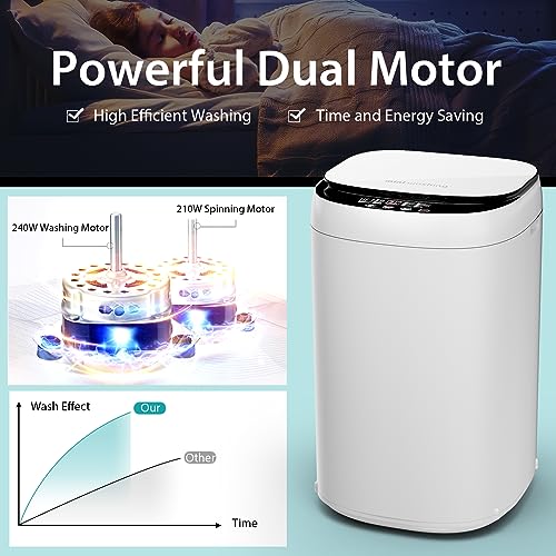 Giantex Portable Washing Machine, 7.7lbs Capacity Compact Washer with Drain Pump, 0.78 Cu.ft Laundry Washer with 10 Wash Program, 3 Water Level, LED Display, All-in-One Washer Spinner Combo
