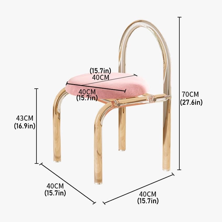 Acrylic Transparent Modern Chair Transparent Fluid Style, Casual Light Luxury Dining Chair, Bedroom Makeup Chair, Weight Capacity 330 Lb,Grey