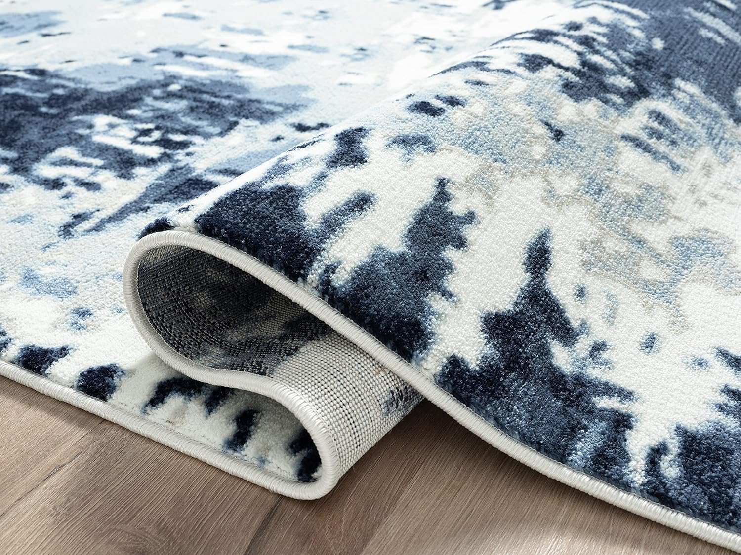 Abani Premium Blue, White & Grey Contemporary 5' 3" x 7' 6" (5 x 8) Living Room Rug Rugs Modern Abstract Non-Shed Area Rug