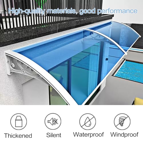 Door Awnings Exterior, Window Awning Door Canopy Polycarbonate Cover, UV/Rain/Snow Protection, Window Awning Canopy for Outdoor Patio & Front Doors(60x100cm/24x39.5in)