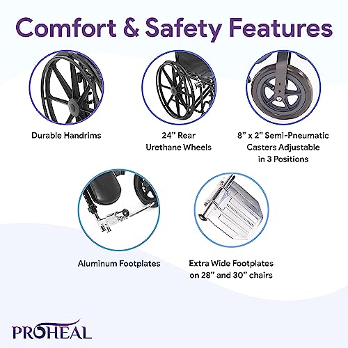 26" Heavy Duty Bariatric Wheelchair for Adults - Black - Removable Desk Arms and Elevated Leg Rests - 700LB Capacity - Nylon Seat - Adjustable Standard and Hemi Height - K7