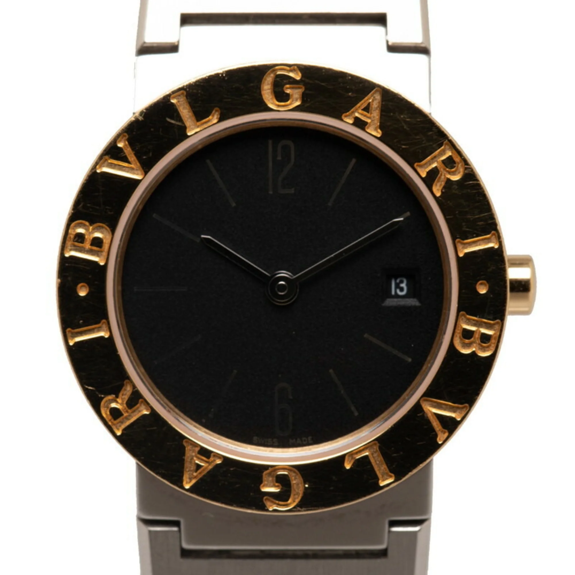 Pre-Owned Bulgari Bvlgari Watch BB26SS Quartz Black Dial Stainless Steel K18YG Yellow Gold Ladies BVLGARI (Good)