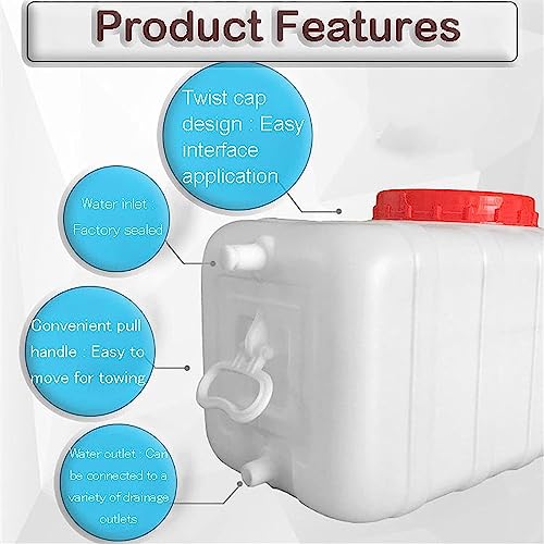 Water Tank Rain Barrels with Faucet 25L/50L/100L/150L/200L/300L Water Tank Storage Container,White Food-Grade Plastic Water Storage Bucket for Irrigation, Outdoor Emergency Water Barrel (200L)