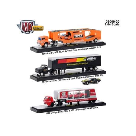 Auto Haulers Release 30 3 Trucks Set 1/64 Diecast Models by M2 Machin