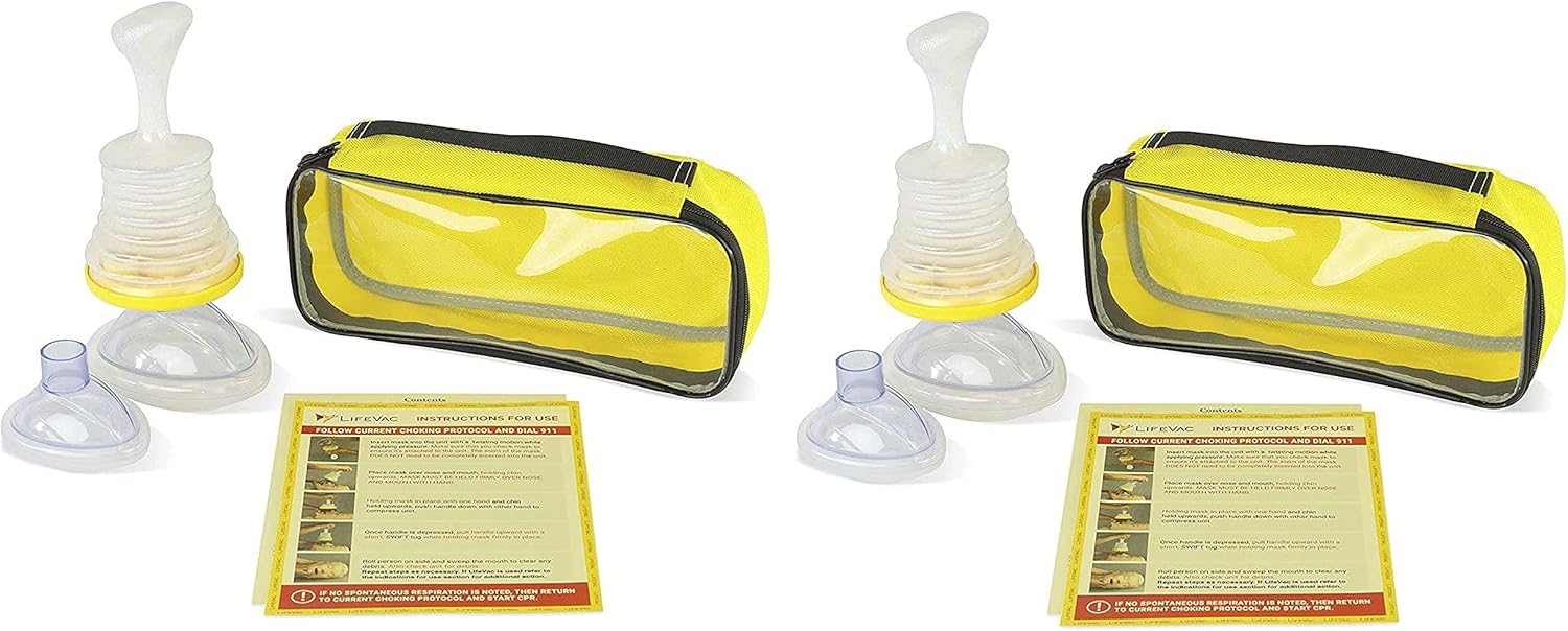 LifeVac Yellow Travel Kit 2 Pack - Portable Suction Rescue Device, First Aid Kit for Kids and Adults, Portable Airway Suction Device for Children and Adults
