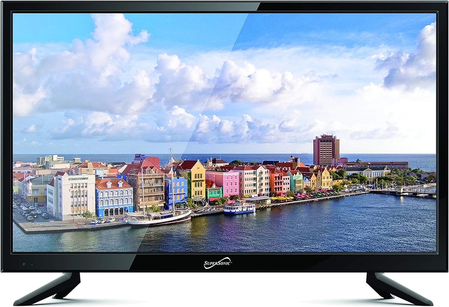 SuperSonic SC-2411 LED Widescreen HDTV & Monitor 24 Flat Screen with USB Compatibility, SD Card Reader, HDMI & AC/DC Input: Built-in Digital Noise Reduction (DC Cable not Included)