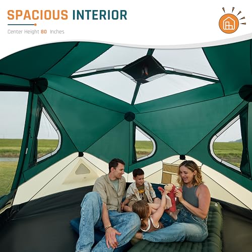 4/6/8 Person Instant Cabin Tent, Easy 60 Second Setup Family Tents for Camping, Pop up Camping Tent, Large Waterproof Tents for Outdoor Camping, Spacious Interior, Upgraded Ventilation