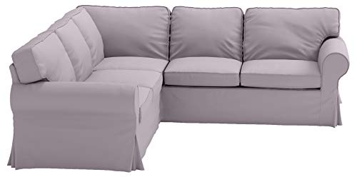 Sofa Covers Custom Made for IKEA Ektorp 2 2 Sectional Corner Sofa Slipcovers (Polyester Flax Light Gray, Ektorp Sectional 2 + 2)