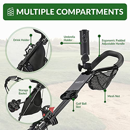 Caddytek CaddyLite 11.5 V3 3 Wheel Golf Push Cart - SuperLite Deluxe, Lightweight, Easy To Fold Caddy Cart Pushcart