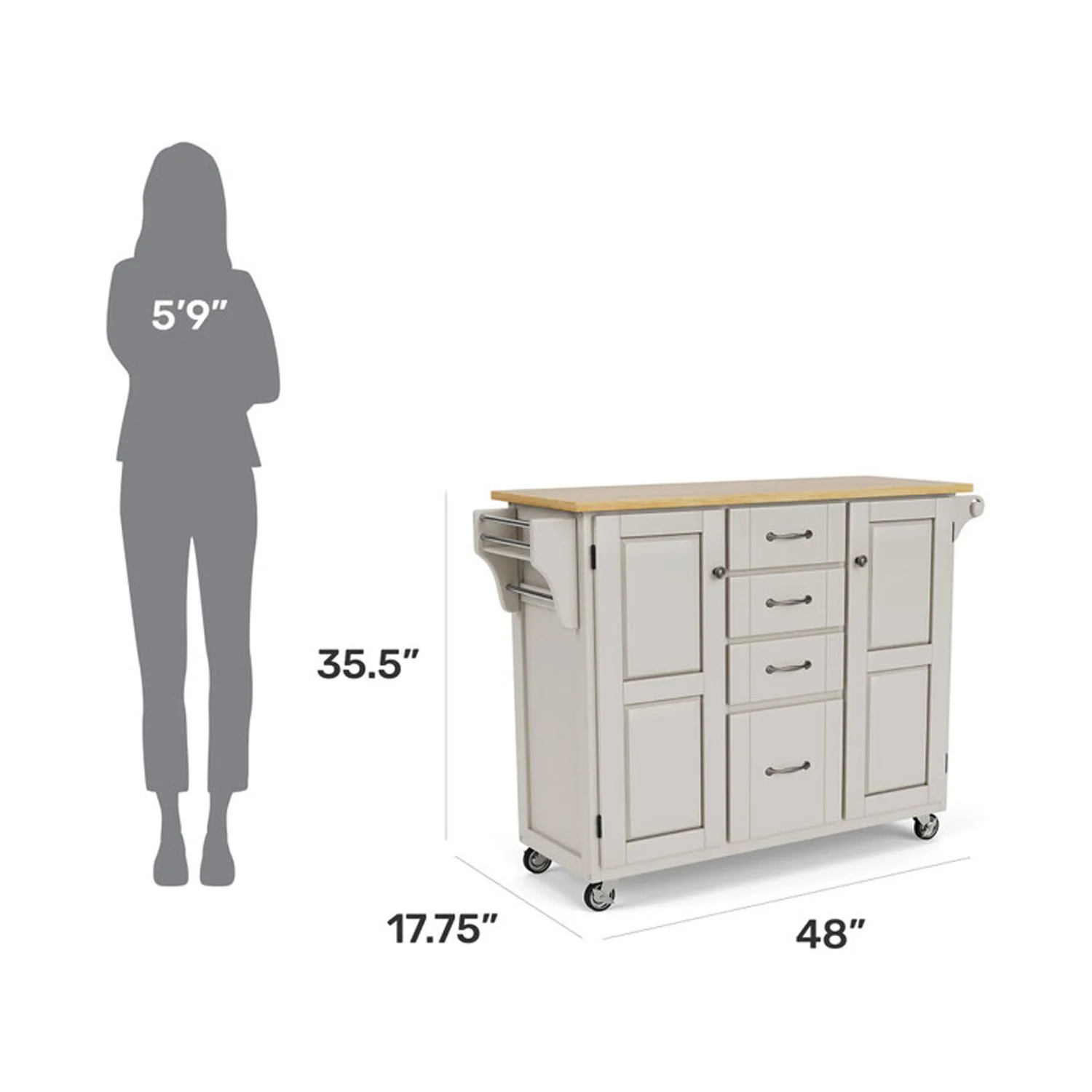 Homestyles Create-a-Cart Wood Rolling Kitchen Cart in Off White