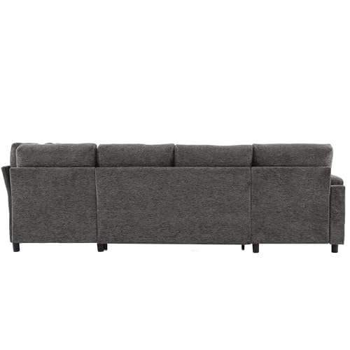 Oversized U-Shaped Sectional Sofa Couch Plush Corduroy Upholstered Modular Deep Seat Sofa&Couch Sectional W/Right Facing Chaise Lounge and 7 Toss Pillows for Home Apartment Living Room Furniture Sets