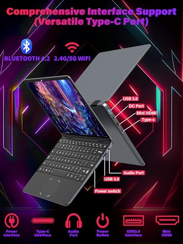 11" Convertible 2-in-1 Touchscreen Laptop, in tel N100,16GB RAM,1T SSD,FHD 1920 * 1200 IPS,Win 11 Pro PC,Backlit Keyboard, WiFi,USB-C,HDMI,Oval Trackpad,Lightweight for Business&Students