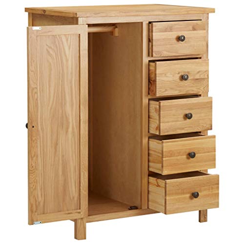 Wardrobe 29.9"x20.5"x41.3" Solid Oak Wood,Rustic Oak Wardrobe with Hanging Rail and Drawers for Bedroom Storage Armoires & Wardrobes, Bedroom Cabinets & Storage