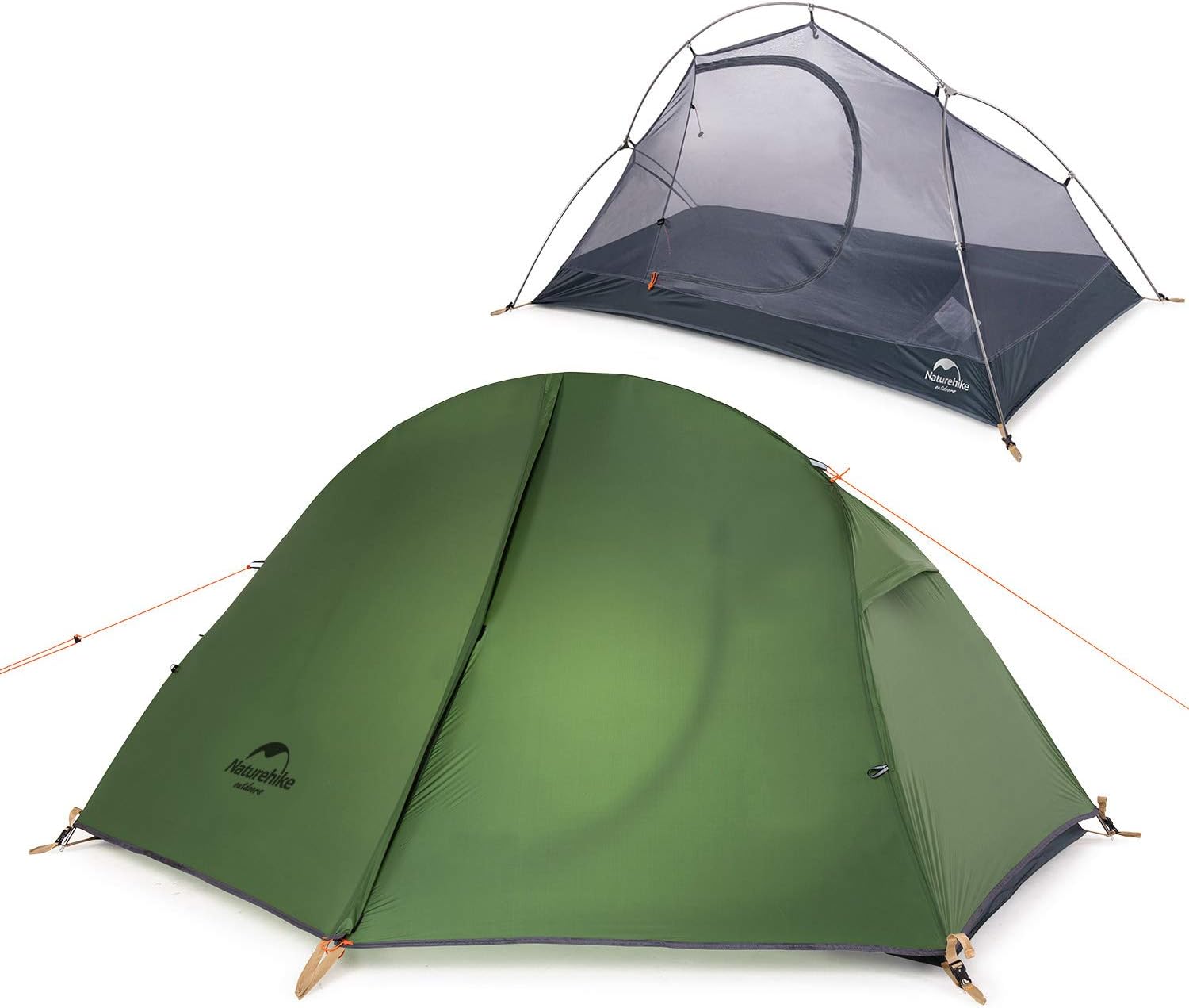 Naturehike Backpacking Camping Tent 1 Person Ultralight Waterproof Compact Portable Lightweight for Outdoor Hiking Cycling Bikepacking, 3-4 Season, Easy Setup, Anti-UV, Large Size with Footprint