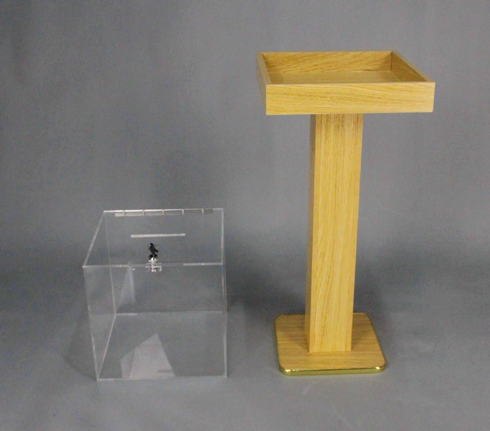 FixtureDisplays Clear Plexiglass Large Floor Standing Tithing Box Offering Box Ballot Box Church Donation Box 14301