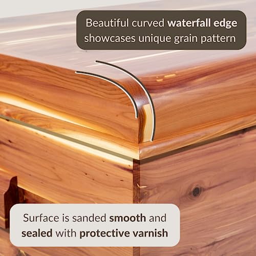 35" Amish Heirloom Aromatic Red Cedar Hope Chest with Waterfall Edge, Small Storage Trunk with Lock for Blankets and Keepsakes - Made in America