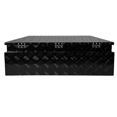 Aluminum Trailer Tongue Tool Box, 5 Bar Tread Wide Utility Toolbox for Pick Up Truck Bed RV Storage Organizer Tool Box with Lock Keys, Outdoor Trailer Pickup Underbody Tool Box 28 inch