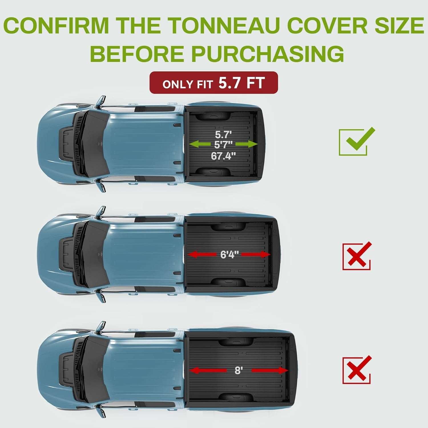 AUTOSAVER88 Soft Tri-fold Truck Bed Tonneau Cover Compatible with 2009-2024 Dodge Ram 1500 (Incl. Classic & New) 5.7ft Bed Without Rambox