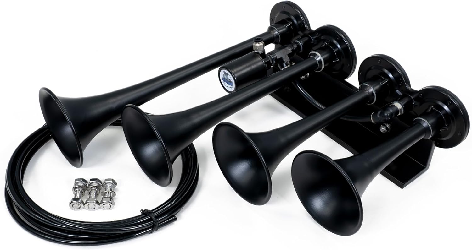 HornBlasters The Rage 4-Chime 3-Liter Air Horn Kit - All-in-One Air System - Easy Install - Big Sound - 12 Volt (HK-4CHI-M3)