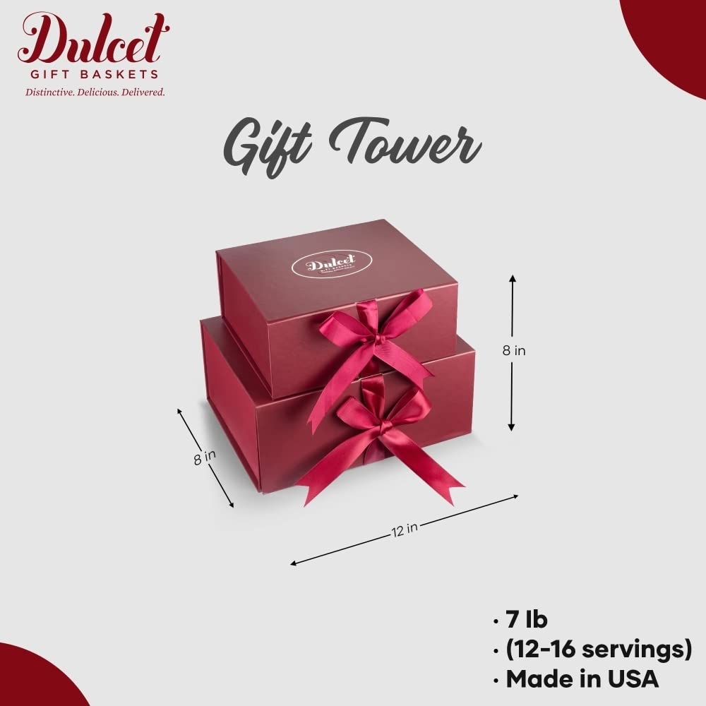 Dulcet Gift Baskets Herbal Tea and Biscuit Tower Sampler - Scones, Crumb Cake, Muffins - Holidays, Birthday, Sympathy, Get Well - Family or Office