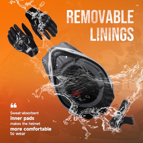 Adult ATV Dirt Bike Helmet with Goggles Gloves & Mask Adjustable Sun Visor Motorcycle Adult Helmet Off-Road Motocross Downhill Moped MX for Unisex-Adult-Gray