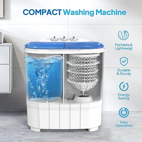 ROVSUN Portable Washing Machine, Electric Washer and Spin Dryer Combo for Home RV Camping Dorm College Apartment
