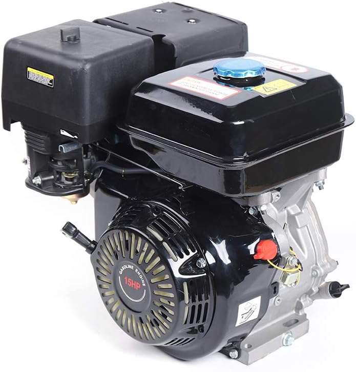 420CC Gas Engine, 15 HP Gasoline Motor Engine 4 Stroke Recoil Start Replacement Engine OHV Pull Start Garden Tool Gas Motor (Red)