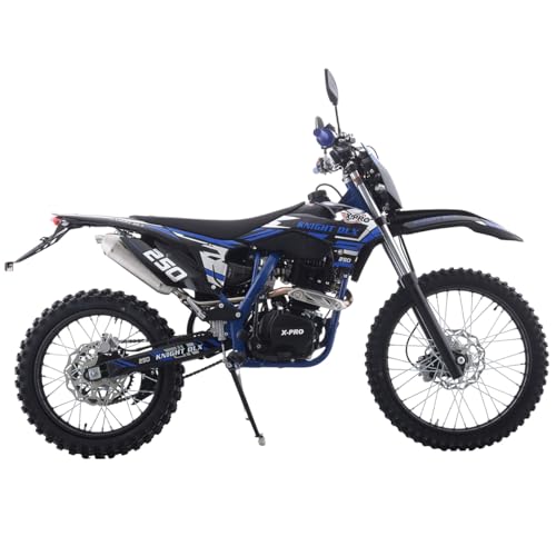 X-PRO Knight DLX 250 Dirt Bike 5-Speed Manual Transmission 21"/18" Wheels Blue | Zongshen Brand Engine, All Lights, Electric/Kick Start