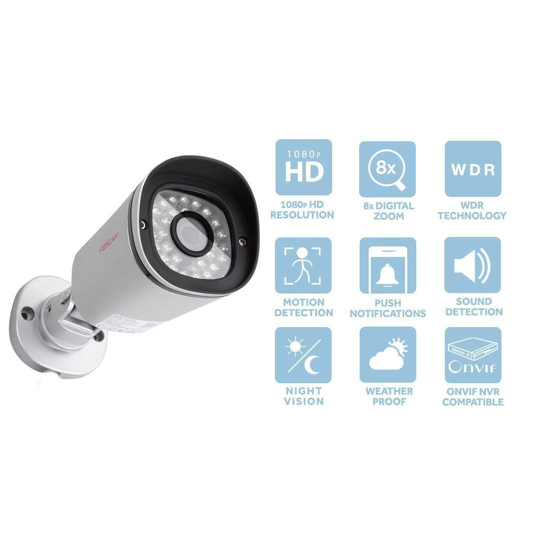 Foscam Outdoor Security Camera, Full HD 1080p WiFi Outdoor Camera with Real-time