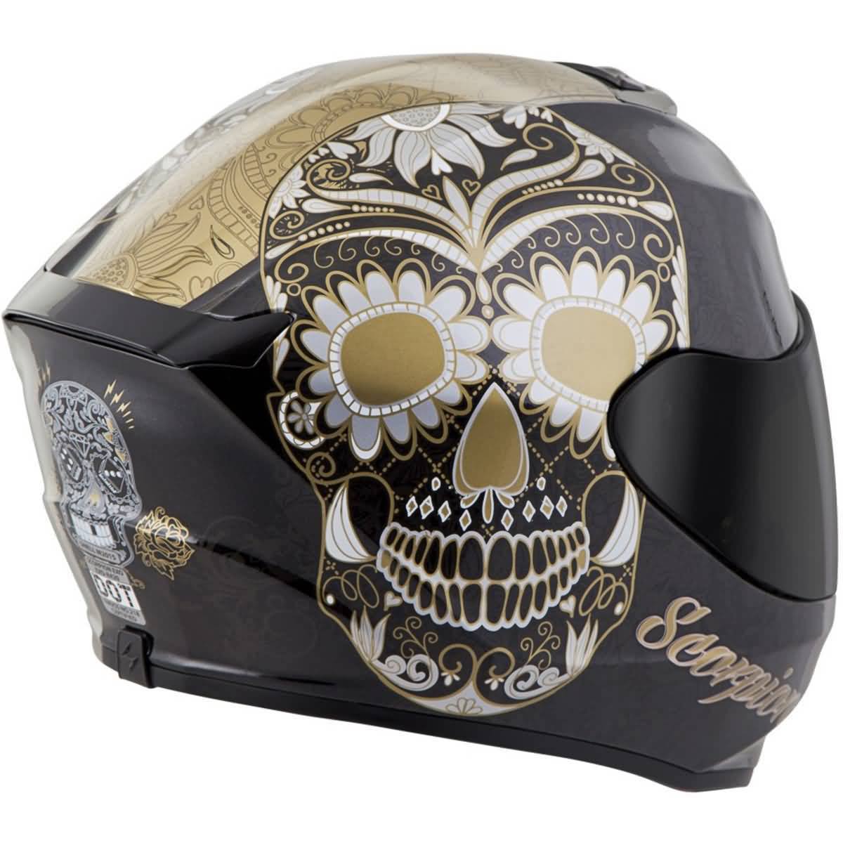 Scorpion EXO-R420 Sugarskull Helmet, Black/Gold / Large