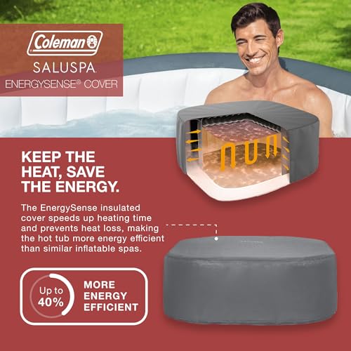 Coleman SaluSpa AirJet 4 to 6 Person Inflatable Hot Tub Square Portable Outdoor Spa with 140 Soothing AirJets and Insulated Cover, Gray