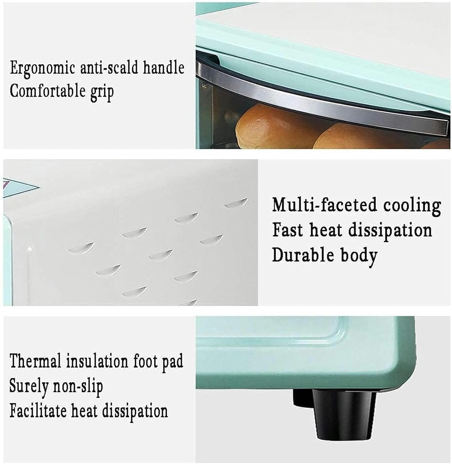 11 -Liter Electric Oven, Stainless Steel Convection Countertop Oven, Mini Multifunction Mini (mint Green)